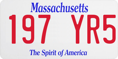 MA license plate 197YR5