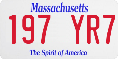 MA license plate 197YR7