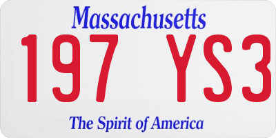 MA license plate 197YS3