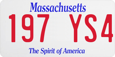 MA license plate 197YS4