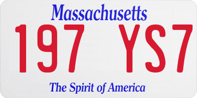 MA license plate 197YS7