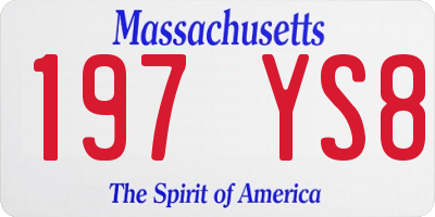 MA license plate 197YS8