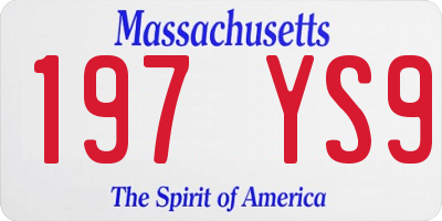 MA license plate 197YS9