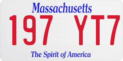 MA license plate 197YT7