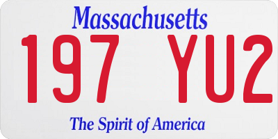 MA license plate 197YU2