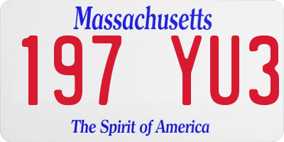 MA license plate 197YU3