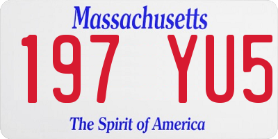 MA license plate 197YU5