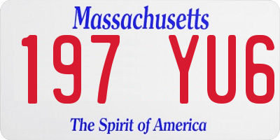 MA license plate 197YU6