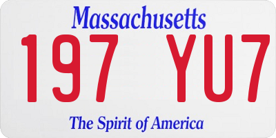 MA license plate 197YU7