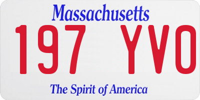 MA license plate 197YV0