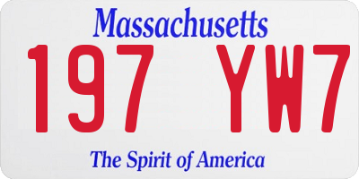 MA license plate 197YW7
