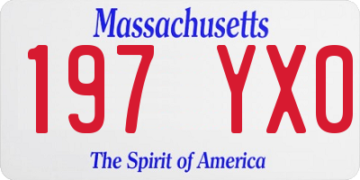 MA license plate 197YX0