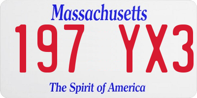 MA license plate 197YX3