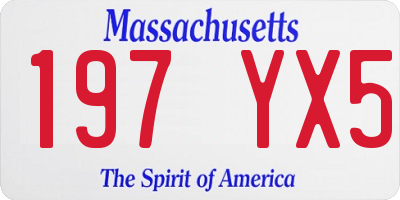 MA license plate 197YX5