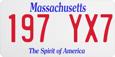 MA license plate 197YX7