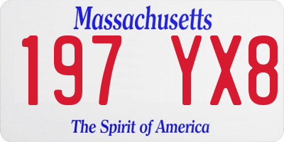 MA license plate 197YX8