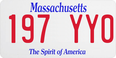 MA license plate 197YY0