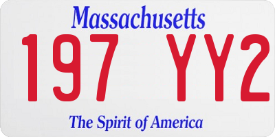 MA license plate 197YY2