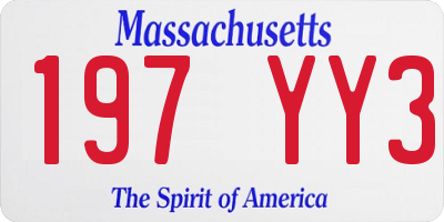 MA license plate 197YY3
