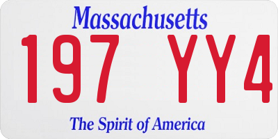 MA license plate 197YY4