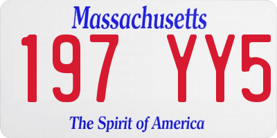 MA license plate 197YY5