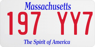 MA license plate 197YY7