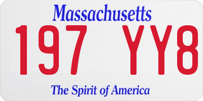MA license plate 197YY8