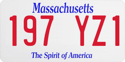 MA license plate 197YZ1