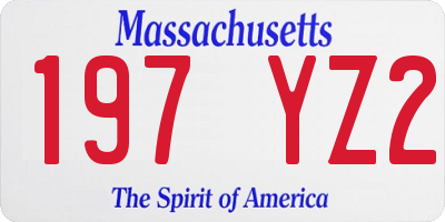 MA license plate 197YZ2