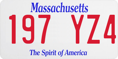 MA license plate 197YZ4