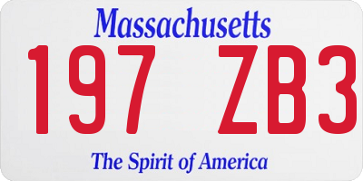 MA license plate 197ZB3