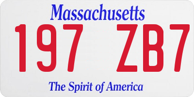 MA license plate 197ZB7
