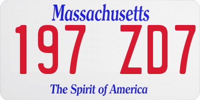 MA license plate 197ZD7