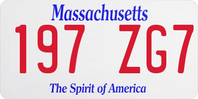 MA license plate 197ZG7