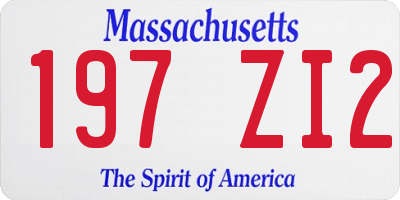 MA license plate 197ZI2