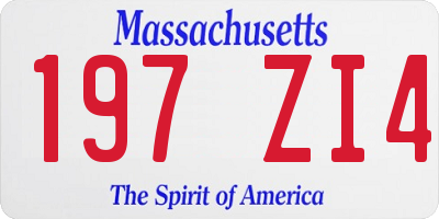 MA license plate 197ZI4