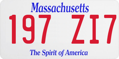 MA license plate 197ZI7