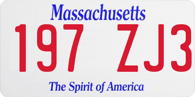 MA license plate 197ZJ3