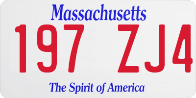 MA license plate 197ZJ4