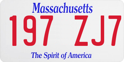 MA license plate 197ZJ7