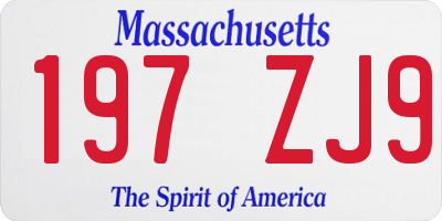 MA license plate 197ZJ9