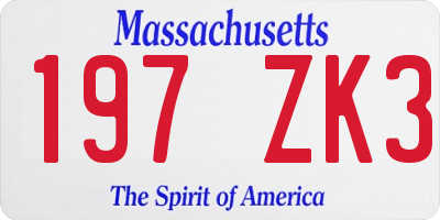 MA license plate 197ZK3