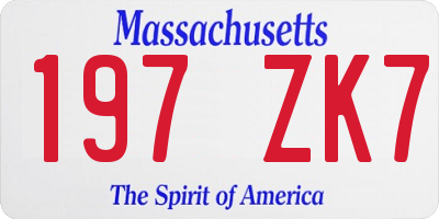 MA license plate 197ZK7
