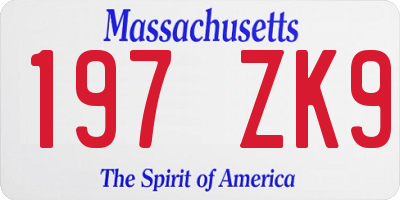 MA license plate 197ZK9