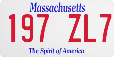 MA license plate 197ZL7