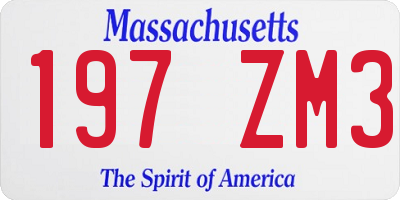MA license plate 197ZM3