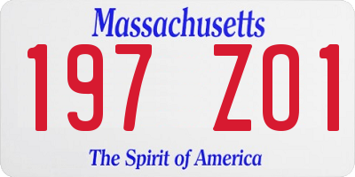 MA license plate 197ZO1