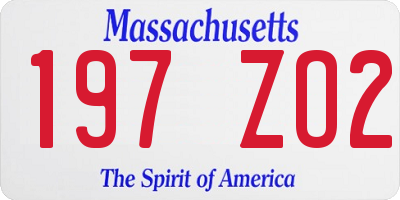 MA license plate 197ZO2