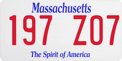 MA license plate 197ZO7