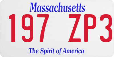 MA license plate 197ZP3